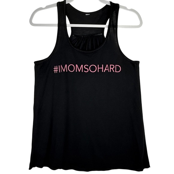 Tops - Black Racerback Tank Top IMOMSOHARD Graphic Print Women's Casual Apparel